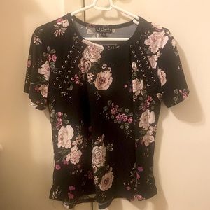 J for Justify XL Black Floral Shirt